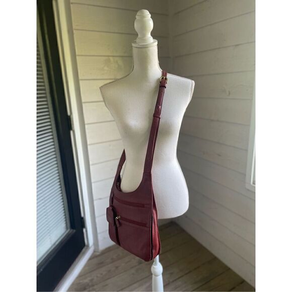 Jp Ourse Traveler Leather Crossbody Bag Organizer Shoulder Bag Red Everyday - Picture 8 of 14